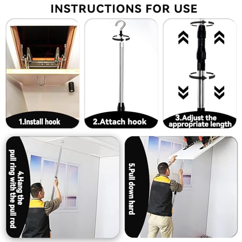 Attic Ladder Pull Down System，Attic Pull Down Hook | Garage Storage - Image 4