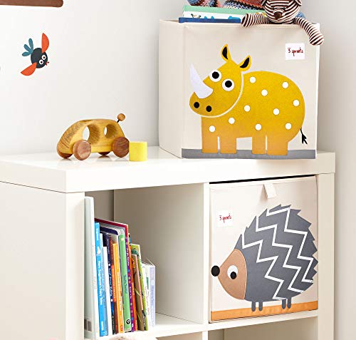 3 Sprouts Toy Storage Cube Bin, Foldable Storage Box, Rhino - Image 5