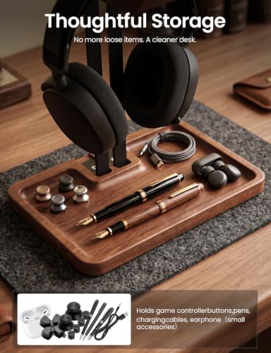 Wooden Headphone Holder, Solid Stand with Non-Slip | Home Organization - Image 4