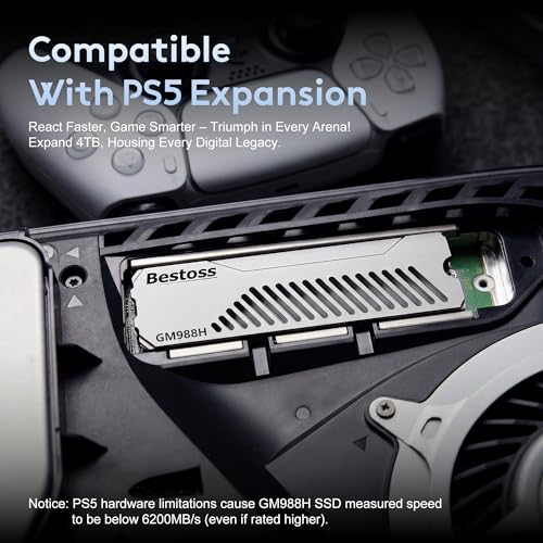 Bestoss 2TB PCIe4.0 NVMe M.2 2280 SSD with Heatsink, PS5 Storage - Image 5