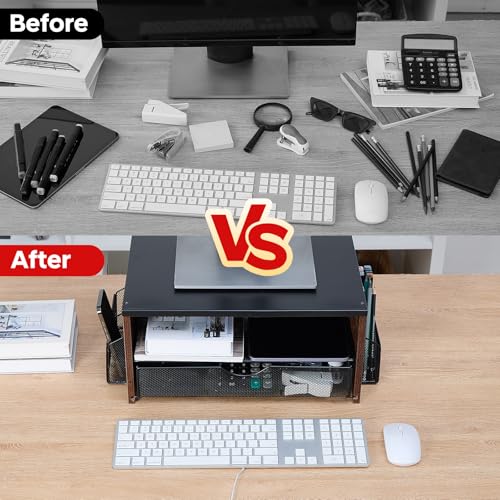 Printer Stand,Desktop Printer Stand with 2-Tier Storage Shelves - Image 5