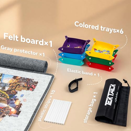 Tektalk Foldable Jigsaw Puzzle Board, Felt Puzzle Mat - Image 4