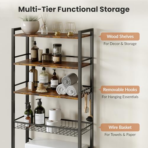 Over The Toilet Storage Shelf, 4-Tier Bathroom Organizer - Image 4