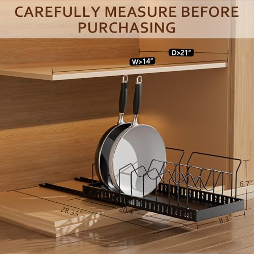 Black Pull Out Pot Lid Organizer, Cabinet Pan Rack, 10 Dividers - Image 3