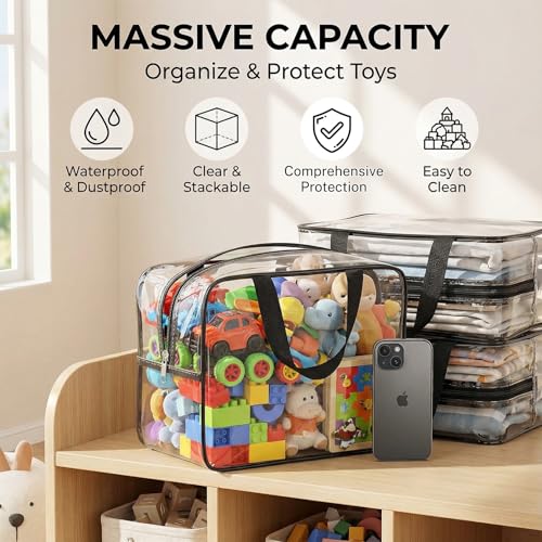 6 Packs Large Toy Storage Bags, Reusable Clear PVC Storage - Image 7
