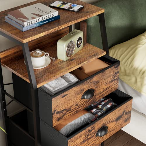 Nightstand with 3 Fabric Drawers, Small Bedroom Storage Cabinet - Image 7