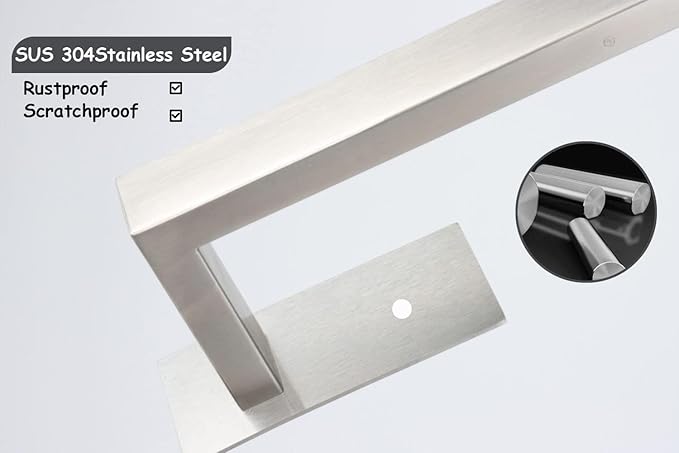 Bathroom Towel Bar Self Adhesive, No Drilling Towel Rack Easy to Install, Hand Towel Holder Made of Premium Stainless Steel Sticky on Hand Towel Hanger for Kitchen, Toilet.(17.7IN, Brushed)