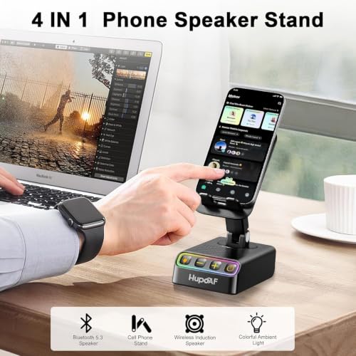 Adjustable Cell Phone Stand with Wireless Induction Bluetooth - Image 3