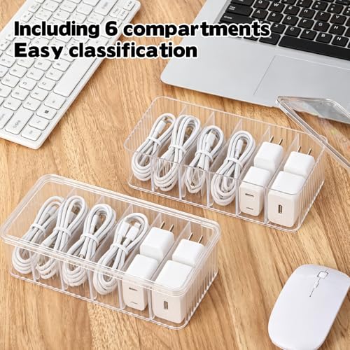 4 Pcs Cable Organizer Box, Clear Plastic Cord Storage Organizer - Image 6