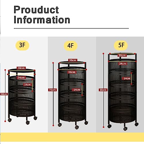 5 Tier Rolling Storage Cart, Metal Utility Cart with Lockable - Image 4