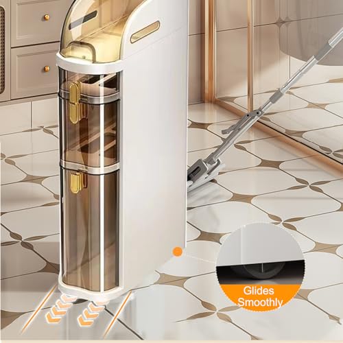 3-Tier Narrow Bathroom Storage Cabinet with Wheels & - Image 7