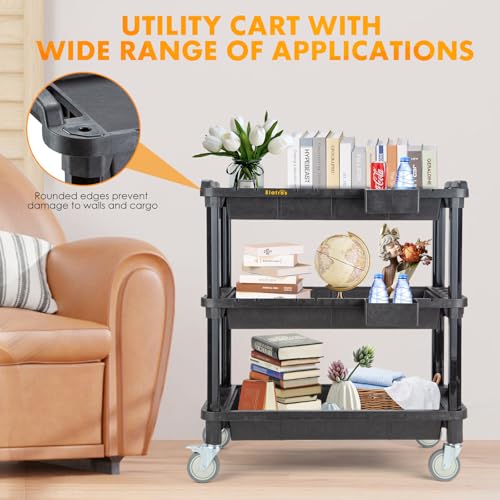 ELAFROS 3-Shelf Heavy Duty Rolling Utility Cart, 32.4 x 18.3 in - Image 6