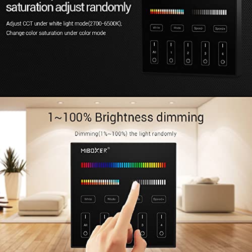 B4 Wireless Black 2.4G RF 4 Zones RGBCCT Wall Mounted Smart Panel - Image 4