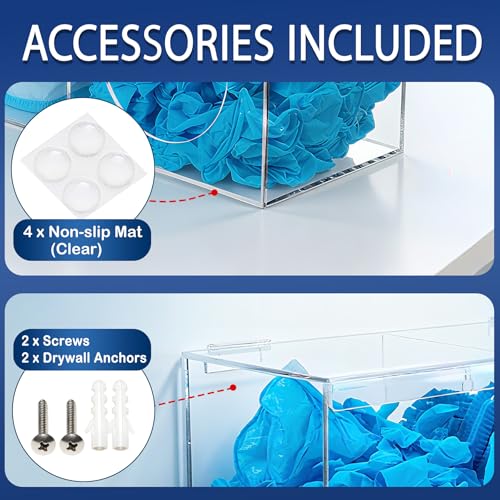 SEANADO Clear Acrylic Glove Holder Dispenser with Lid, 2 - Image 7