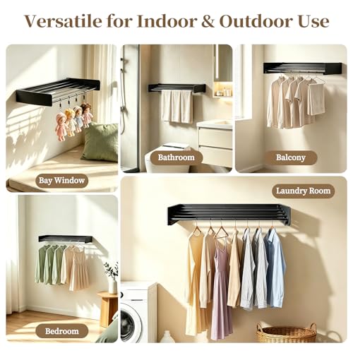 Wall Mounted Foldable Clothes Drying Rack Carbon Steel 5 - Image 8