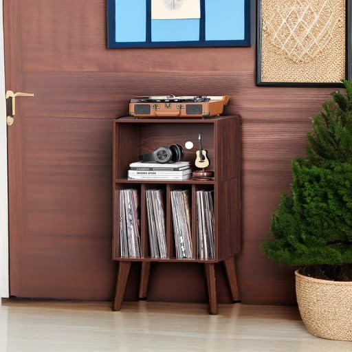 Lerliuo Record Player Stand, Walnut Turntable Stand Holds up - Image 7