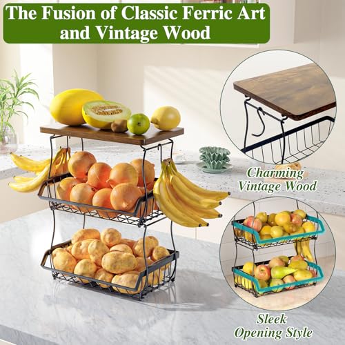 OKZEST 3-Tier Fruit Basket Fits Between Countertop & Upper - Image 5