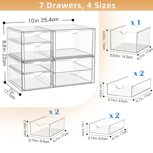 Stackable Storage Drawers, Acrylic Organizers,7 Drawers - Image 4