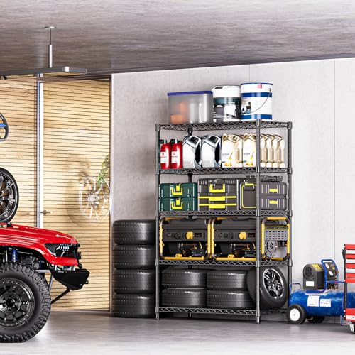 5-Tier Heavy Duty Metal Storage Shelving Unit (Black - Image 3