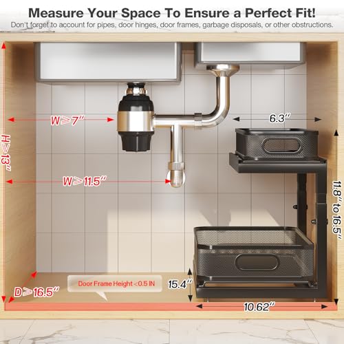 2-Pack Under Sink Storage Organizer with 2-Tier Slide Out - Image 3