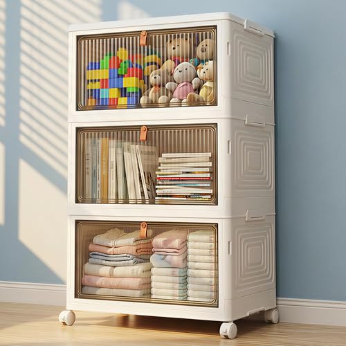 LDQ Storage Bins with Lids, 3 Tier 69QT Stackable Storage Cabinet - Image 2