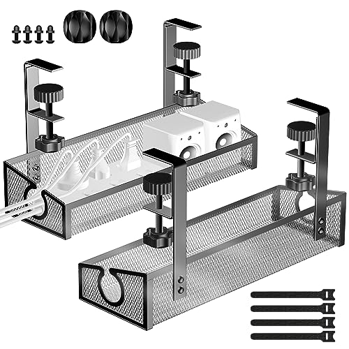 Under Desk Cable Management Tray Black, No Drill Desk - Image 2
