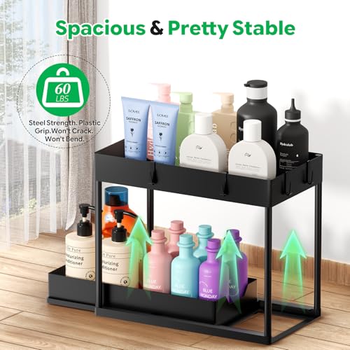 Ekisemio 2 Pack 2-Tier Under Sink Organizers with Sliding Drawer - Image 6