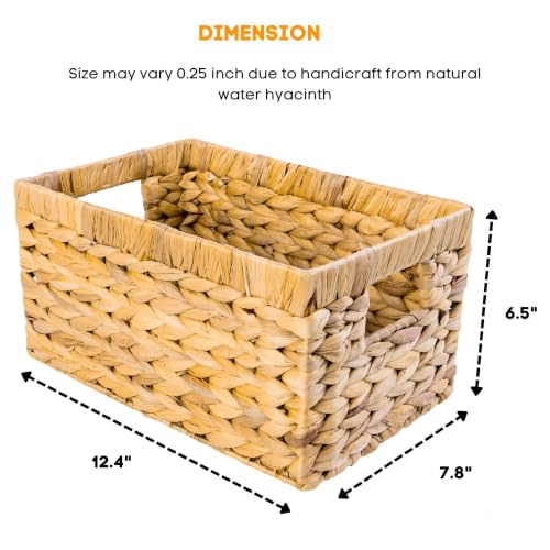 M4DECOR Set of 3 Rectangular Wicker Storage Baskets for Shelves - Image 3
