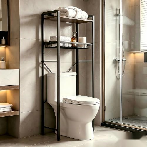 Over-The-Toilet Storage Cabinet, 2-Tier Bathroom Organizer - Image 2