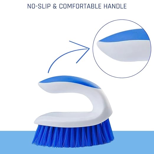 CELOX 12 Pack Dish Sponge for Kitchen, Dual Sided Scrub Heavy Duty and Heavy Duty Scrub Brush with Handle, Comfort Grip Shower Scrubber for Cleaning Bathroom, Shower, Sink, Floor - Bule