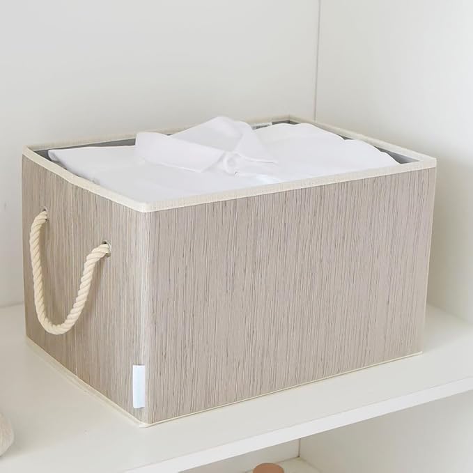 2 Pack Large Storage Baskets for Shelves | Fabric Closet Organizers and Storage Bins with Handles Home Organization | Decorative Collapsible Baskets for Organizing Clothes 16.3"x 12"x 10.24"