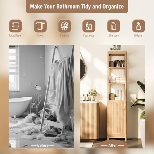 INNOD 68'' Tall Narrow Storage Cabinet with Adjustable Shelf - Image 7
