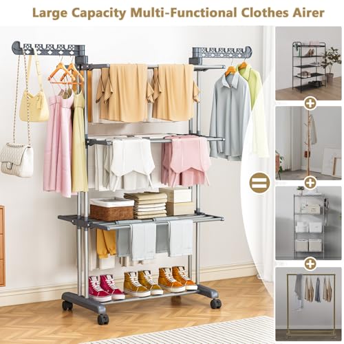 Upgraded 4-Tier Clothes Drying Rack, Drying Rack Clothing - Image 6