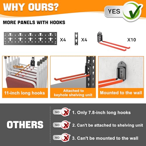 TORACK Garden Tool Organizer Wall Mount, Garage Folding - Image 5