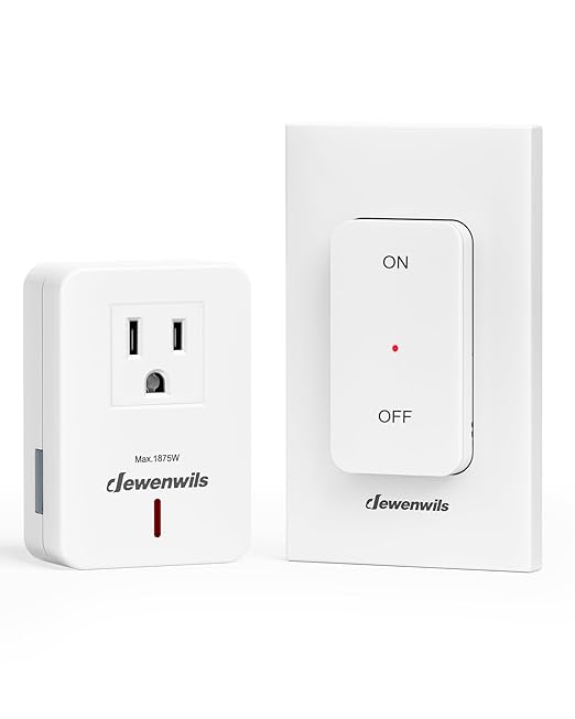 DEWENWILS Remote Control Outlet with Magnetic Base, 100 FT RF Signal Wireless Outlet, Wireless Light Switch, 15A/1875W Remote Outlet Switch for Lamps, Fans, Household Appliance