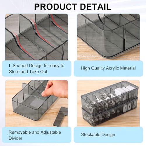 Tatuo Cord Organizer for Drawer Desktop, Gray, 2 Pack - Image 5