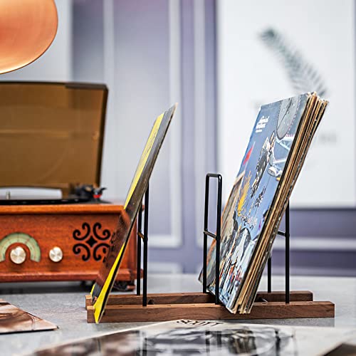 Thsaot Vinyl Record Storage Holder - Solid Black Walnut - Image 3