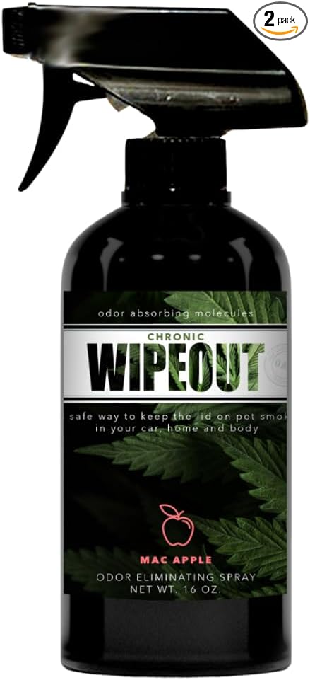 Chronic Wipeout Smoke Odor Eliminator Spray For Strong Odor - Highly Effective for Deodorizing Homes, Clothes, Cars, Office, Hands, & Hair from Smoke Smells - 1 16 oz Bottle Apple Fragrance