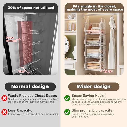 4" Extra Deeper Foldable Hanging Closet Organizer, Small Wire - Image 5
