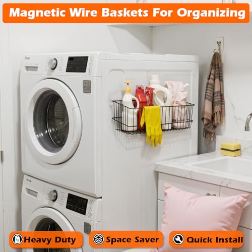 Heavy Duty Magnetic Basket,2PCS Solid Metal Magnet Storage - Image 4