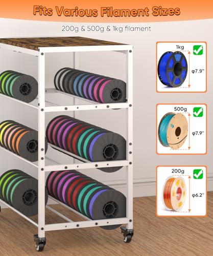 3-Tier 3D Printer Filament Storage Rack with Stand & - Image 4