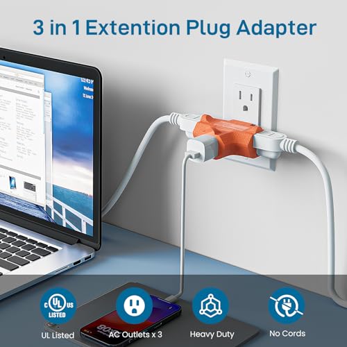 K KASONIC 3 Outlet Grounding Adapter Heavy Duty Plug Extender 3 - Image 3