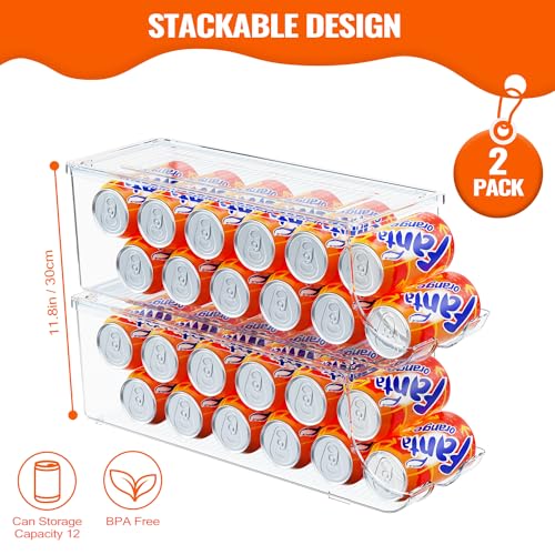 SCAVATA 2 Pack Soda Can Organizer for Refrigerator, Stackable - Image 3