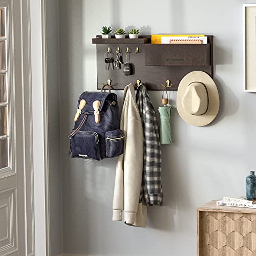 JackCubeDesign Entryway Coat Rack Wall Mount Key Holder Mail - Image 3