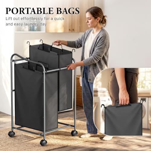 Simple Houseware 2-Bag Heavy Duty Laundry Sorter Rol | All Products - Image 7