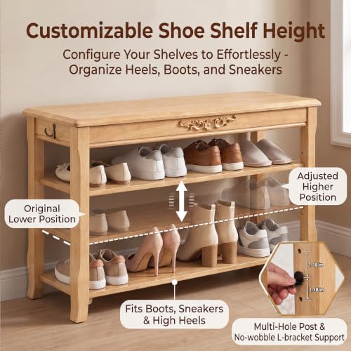 Shoe Storage Bench Shoe Rack Bench with Storage 3 Tier - Image 5