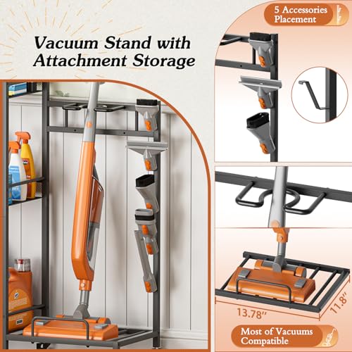 Broom Holder with Cleaning Supplies Organizer, Broom Closet - Image 6