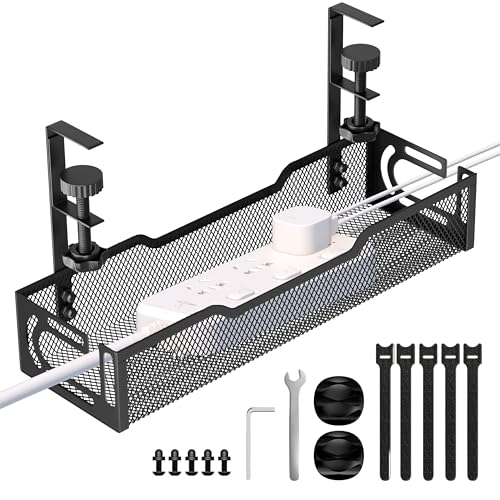 Under Desk Cable Management Tray, No Drill Mesh Cabl | Cable Managemen - Image 2