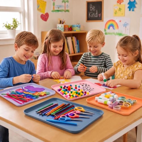 10 Pack Plastic Stackable Multicolor Puzzle Sorting Trays Art - Image 7