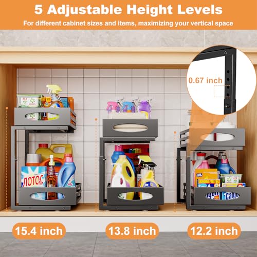 mixeshop Under Sink Organizer, 2 Tier Under Sink Organizers - Image 7